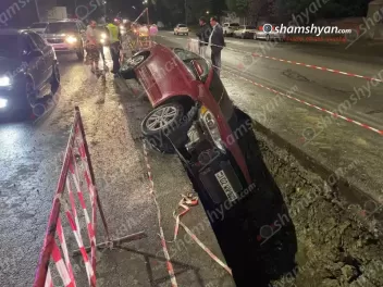 «Hyundai Elantra»-ն Շիրակի փողոցում հայտնվել է փոսում․ պատճառը թերի կահավորումն ու վարորդի անուշադրությունն է